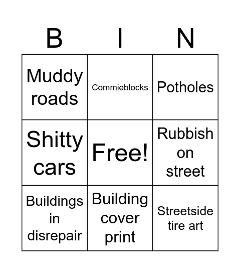 Russian city bingo Card