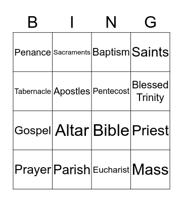 PREP Bingo Card