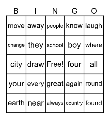 Benchmark HFW #3 Bingo Card