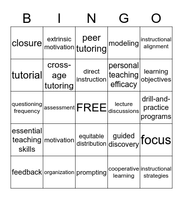 Chapter 13  Bingo Card