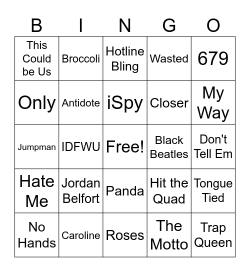 POV: High School Pregame Bingo Card