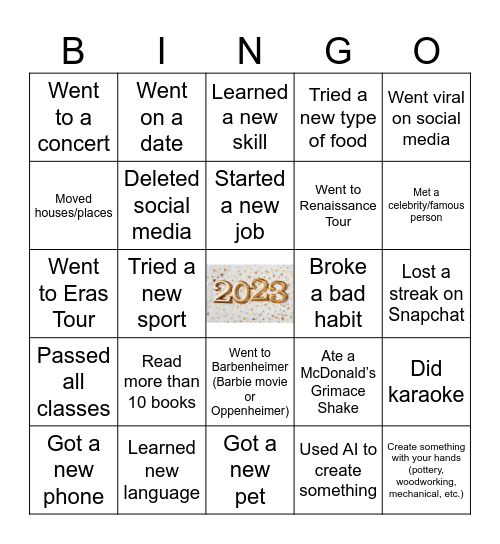 2023 Bingo Card