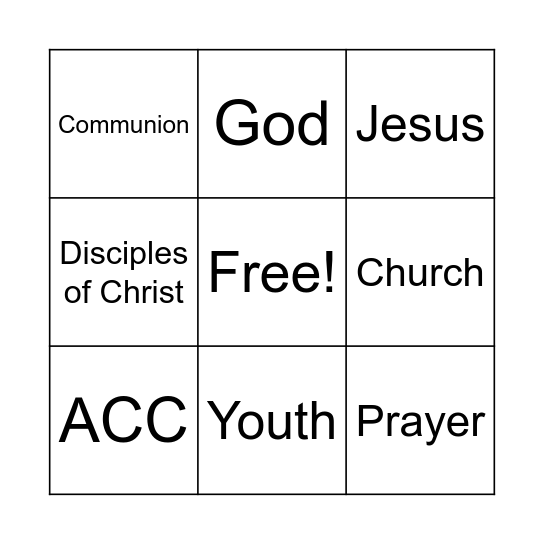 Youth Bingo Card