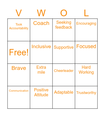 Passionate Leadership Bingo Card