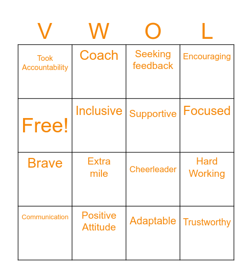 Passionate Leadership Bingo Card