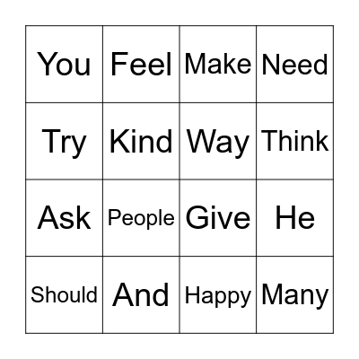 Words 4 Bingo Card