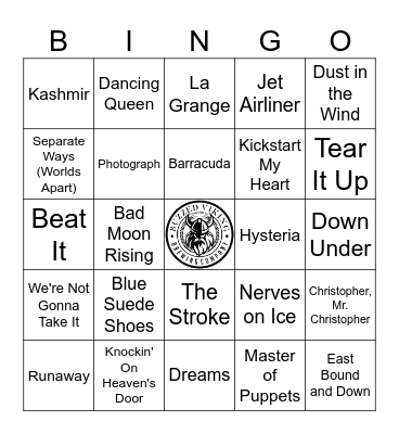 70s & 80s Bingo Card