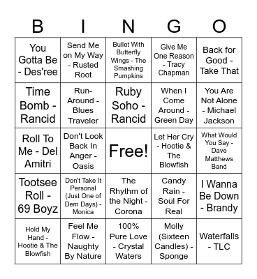 Capital Bingo - Flashback - 1995 Bingo Card