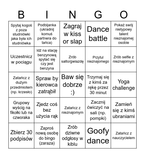 Studniówka Bingo Card