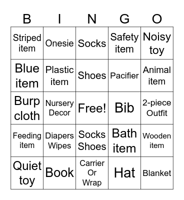 Baby Shower Bingo Card