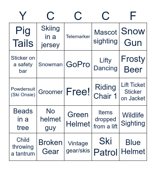 YCCC FOUNDATION SKI DAY Bingo Card