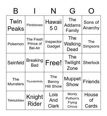 TV Themes Bingo Card