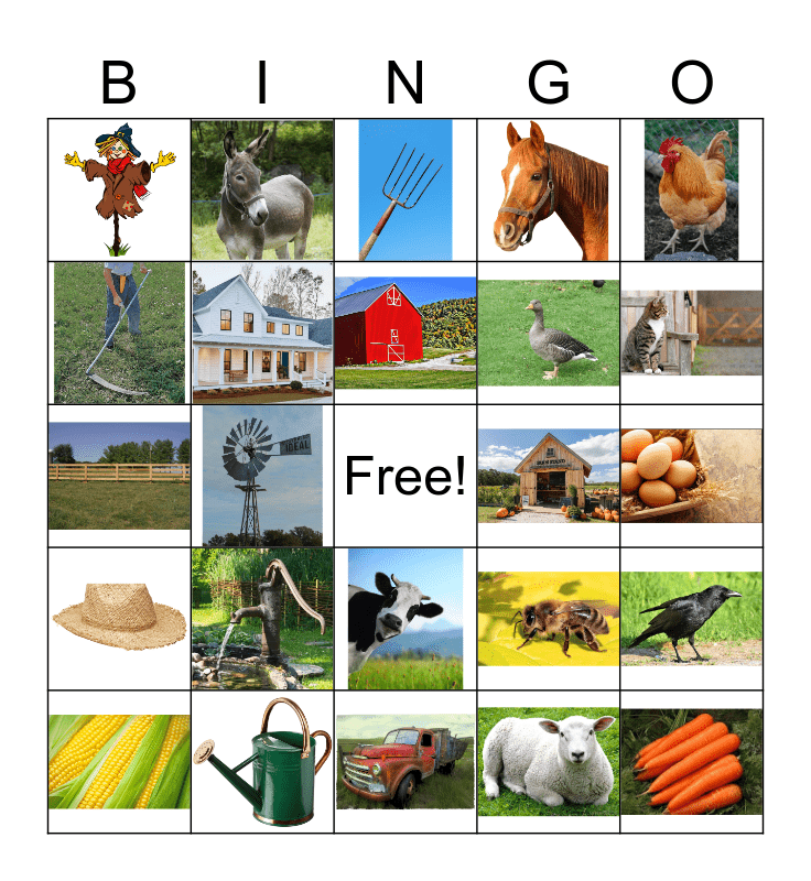 52 BINGO! On the Farm! Bingo Card