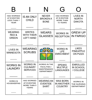 EVENTIDE BINGO - RETURN FOR A TICKET Bingo Card