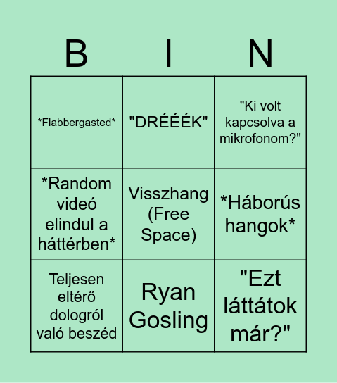 Szebi Bingo Card