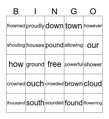 ow uw  Bingo Card
