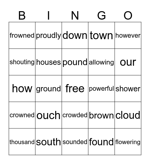 ow uw  Bingo Card
