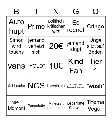 0 TOUR BINGI Bingo Card