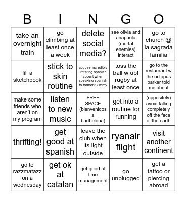 Winter Q AF Bingo Card