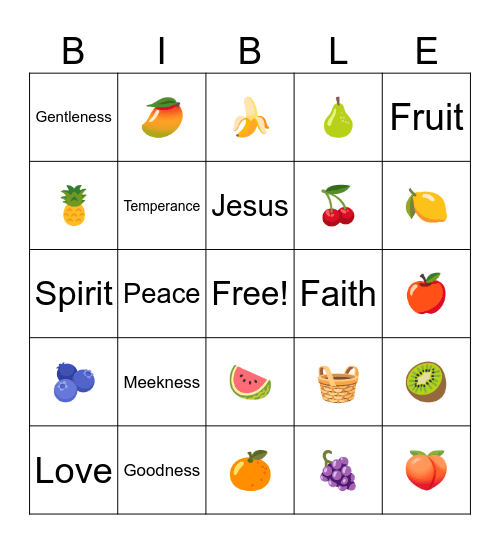 Fruits of the Spirit Bingo Card