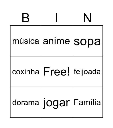 Wendy Bingo Card