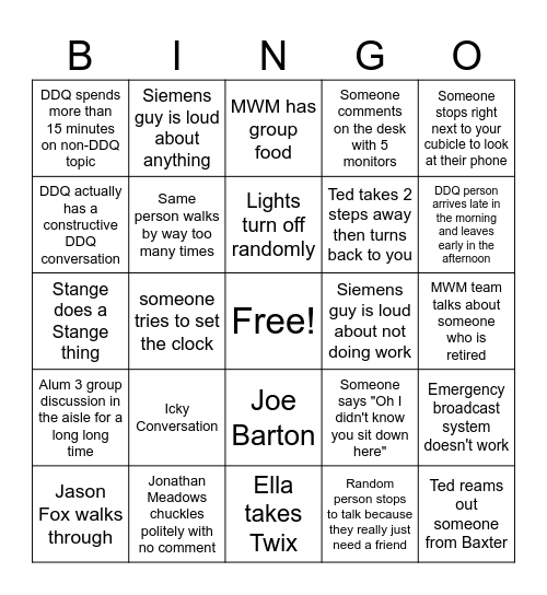 GES Trailer C Bingo Card