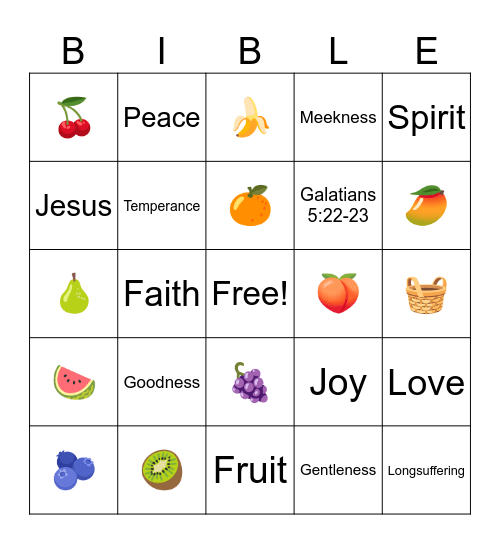 Fruits of the Spirit Bingo Card