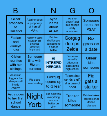 UNHINGED FANTASY HIGH: JUNIOR YEAR Bingo Card