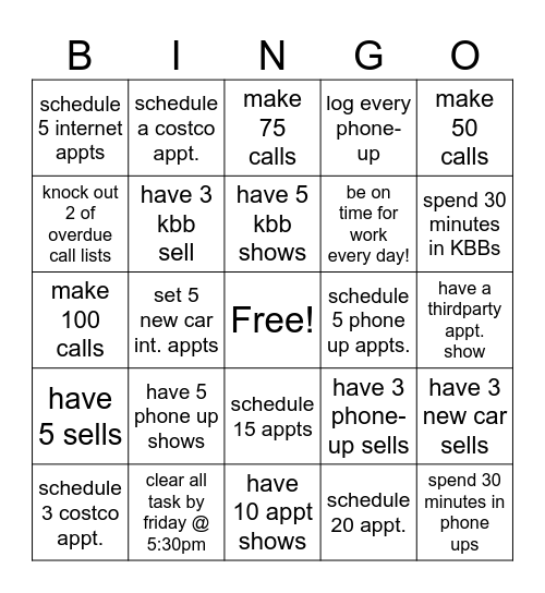 BDC Random Bingo Card