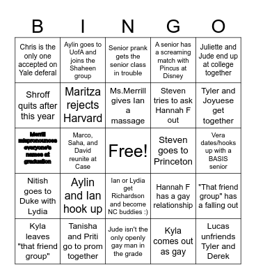 Class of 2024 BASIS BINGO Card