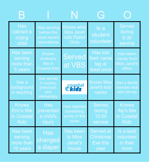 Coastal Kidz // Find Someone Who... Bingo Card