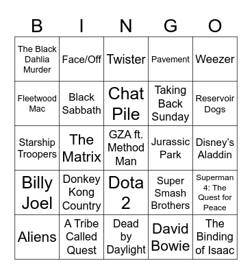 Blair's Favorites Bingo Card