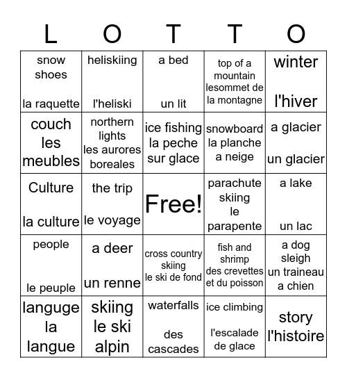 d'hiver Bingo Card