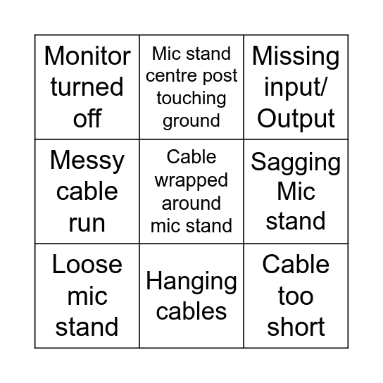 Classic Mixups Bingo Card