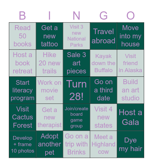 Rachel’s 2024 BINGO Card