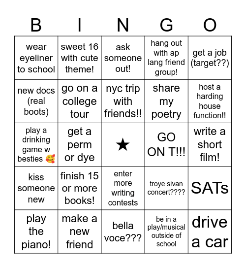 dorian’s 2024 Bingo Card