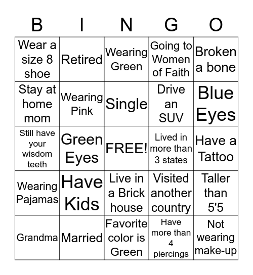 Lap Bingo Card