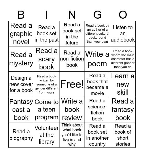 Get in the Game - Read! Bingo Card