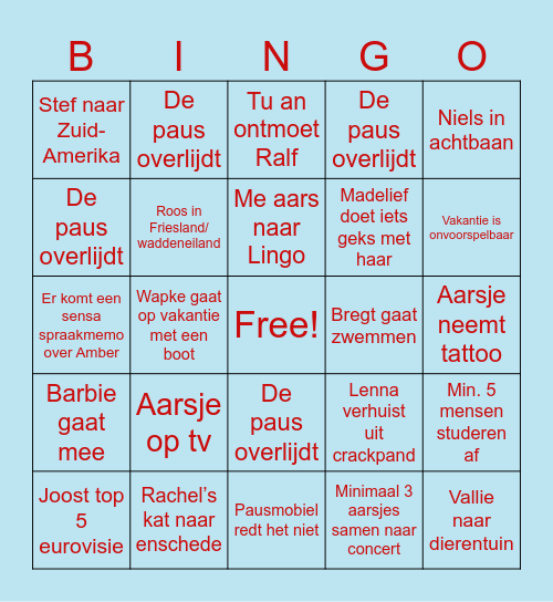 ME AARS 2024 Bingo Card