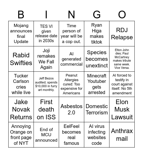 2024 Bingo Card