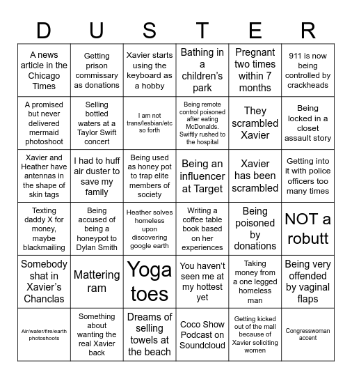 2023 Dusty Bingo Board Bingo Card