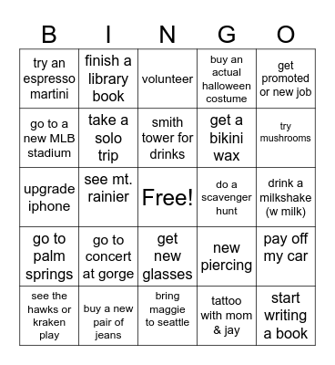 Mere’s 2024 Bingo Card