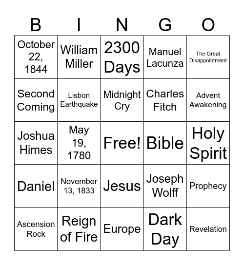 The Great Advent Awakening Bingo Card