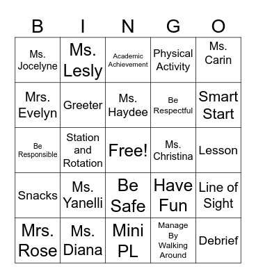 Think Together Things Bingo Card