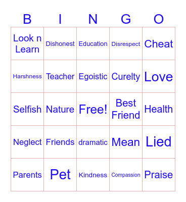 Gratitude Bingo Card