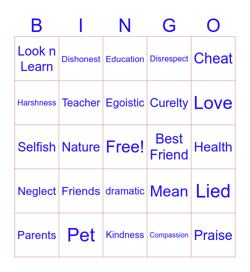 Gratitude Bingo Card