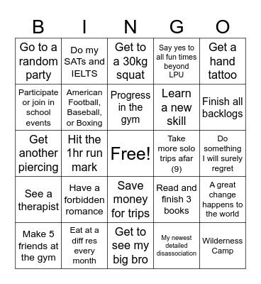 ULI'S 2024 GOALS Bingo Card