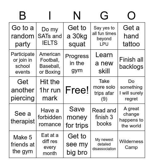 ULI'S 2024 GOALS Bingo Card