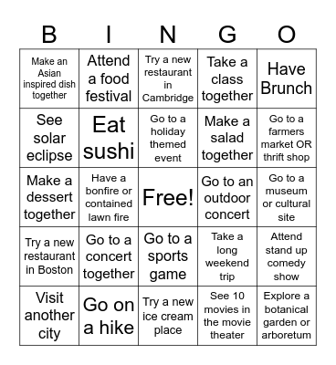 Caitlin and Mary Bingo Card