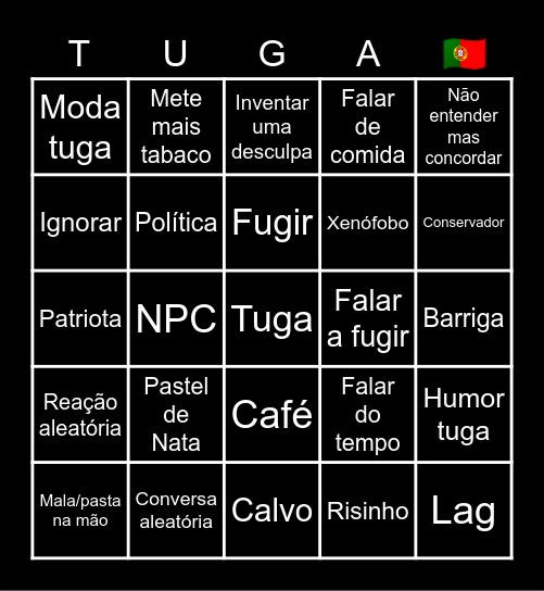 TUGA BINGO Card